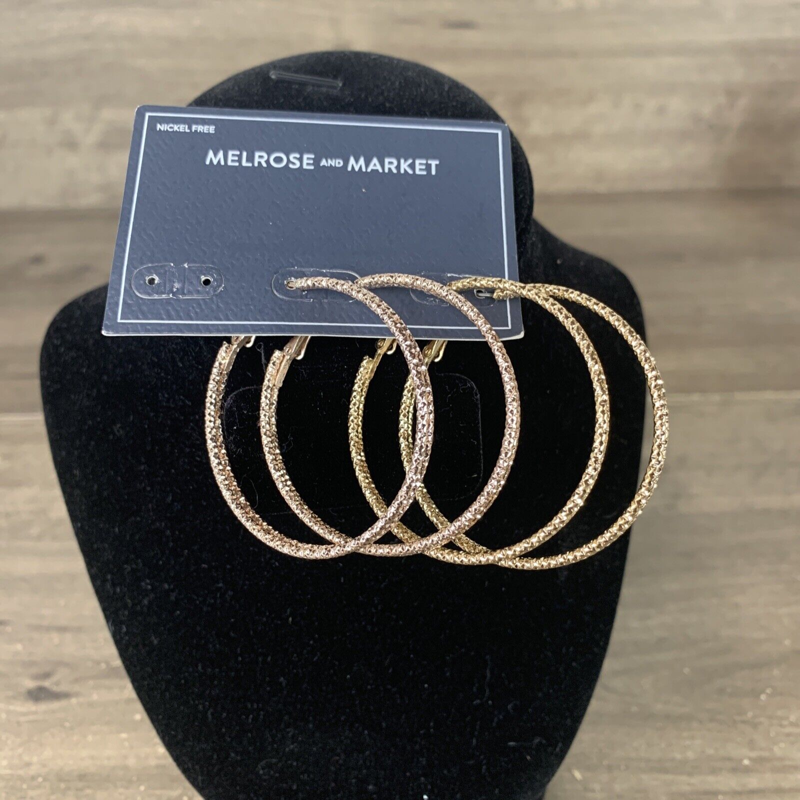 Melrose And Market Etched Hoop Earrings Nickel Free Gold Rose Gold